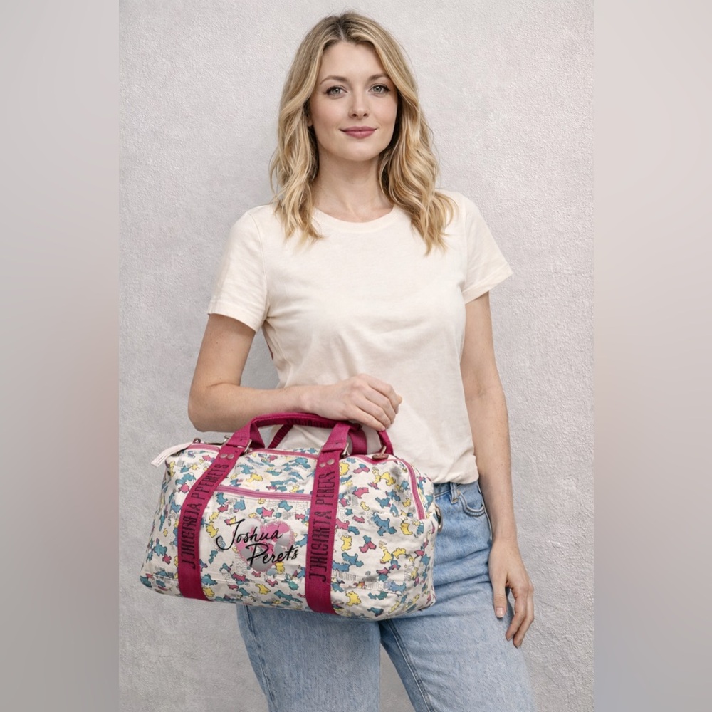 💖 Y2K Joshua Perets Printed Canvas Duffle Bag Weekender Travel Gym Bag